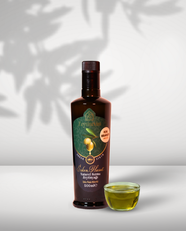 Edremit Erken Hasat - Soğuk Sıkım Filtresiz Zeytinyağı -  500 ml (Premium Şişe)