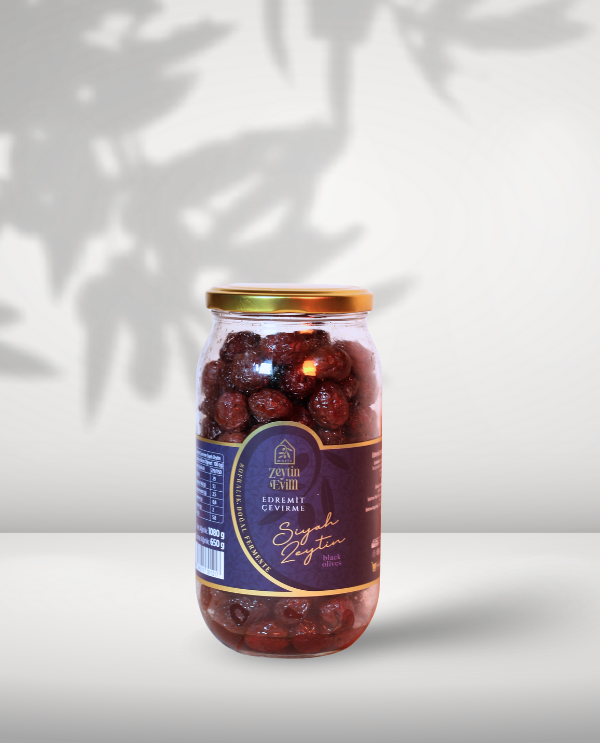 Edremit Çevirme Siyah Zeytin 650 Gr Kavanoz