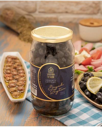 Edremit Çevirme Siyah Zeytin 1080 g Kavanoz