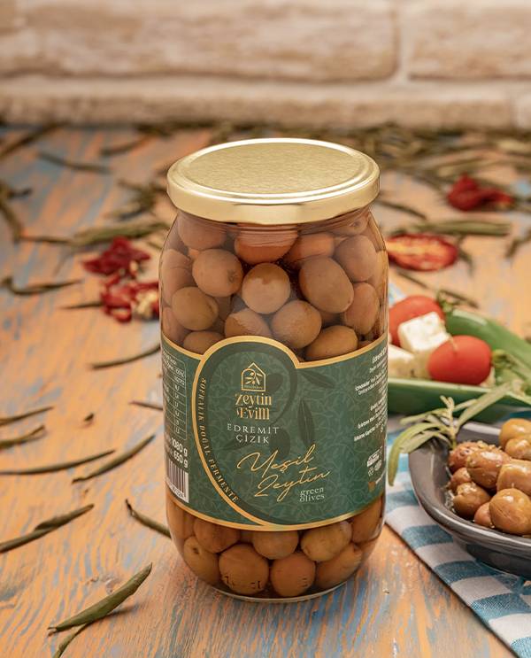 Edremit Çizik Yeşil Zeytin 1080 g Kavanoz