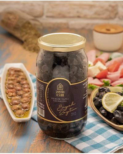 Gemlik Yağlı Salamura Siyah Zeytin 1080 g Kavanoz